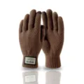 Men's winter knit warm touch screen gloves, thickened thermal gloves for cold weather outdoors. - One Size / Coffee
