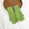 Solid color women knitted wool warm gloves, daily winter cold-weather hand protection detail. - One Size / Green
