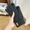 Men's Winter Knitted Touchscreen Gloves Fleece Lined Thick Warm Thermal Gloves Outdoor Cycling - One Size / NLD Single Brushed Style / Dark Gray