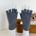 Grey half-finger sun protection gloves short thin breathable style for women details - Half Finger / Dark Gray