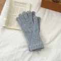 Women's blue flecked knit touch screen gloves, warm cozy winter thermal woolen gloves for ladies. - One Size / Blue