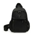 Black small backpack for women, multi-functional casual chest bag and stylish travel daypack. - Black
