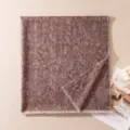 Brown cashmere jacquard scarf, soft winter shawl with elegant fringe design variant. - Chocolate Brown
