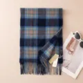 Classic blue plaid cashmere scarf for women, winter soft warm tartan fringed neck wrap. - 7301-2 Blue Plaid