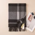Winter women luxury cashmere plaid scarf classic grey warm shawl soft winter neck wrap - 7300-1 Classic Gray