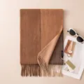 Autumn winter cashmere scarf for women, classic color block fringed warm neckerchief. - 7301-8 Yellow Coffee Plaid