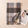 Grey Plaid Cashmere Scarf Winter Warm Tassel Shawl Variant Option Fashion Accessory - 7300-5 Gray Brown Plaid