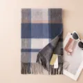 Winter warm cashmere plaid scarf for women retro fringe blanket shawl variant choice - 7300-6 Blue Plaid