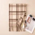 Classic plaid cashmere scarf for women winter warm cozy soft fringed shawl wrap gift - 7300-7 Patchwork Brown White Plaid