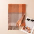 Sciarpa a quadri autunno inverno morbido cashmere frange arancione marrone scialle caldo elegante - 180*32 / 7298-1 Arancione Bianco Quadri