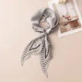 Elegant grey diamond print silk scarf, thin long neck scarf for women, versatile shirt accessory. - Heather Gray with Diamond Edge