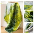 Panuelo de seda con estampado estilo pintura Van Gogh, variante artistica para mujer. - Pradera en Pintura al Óleo
