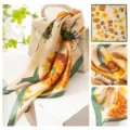 Elegant sunflower print silk scarf, lightweight spring fashion neckerchief and stylish accessory. - Graffiti Sunflower