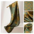 Women's Luxury Printed Scarf Elegant Green Silk Feel Neck Scarf Spring Fashion Accessory - Auspicious Cloud Emerald Gold Leaf