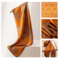 Silk satin scarf luxury print women neckerchief elegant vintage floral spring fashion accessory - Auspicious Cloud Orange Gold Leaf