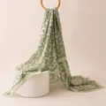 Pañuelo de seda con estampado paisley verde elegante mujer ligero primavera verano moda accesorio - 176x110cm / Paisley Verde Claro