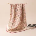 Vintage paisley print silk scarf for women, elegant neckerchief for autumn winter suit accessory. - Floral Beige