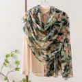 Foulard en soie de mûrier à fleurs vintage, écharpe élégante et polyvalente printemps été. - -9 Branches fleuries vert foncé