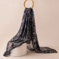 Dark floral printed fashion silk scarf elegant lightweight accessory for women all seasons. - 176x110cm / Black Brocade Paisley