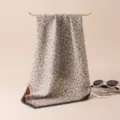 Autumn winter vintage printed square scarf, luxury style silk wool neckerchief for women. - Brown Edge Vintage Rib