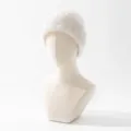 Gorro de punto de felpa grueso de invierno cálido casual liso simple blanco moda estilo - Talla única / Blanco