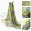 Green floral print silk long scarf elegant women fashion lightweight neck wrap accessory - Spring Vitality