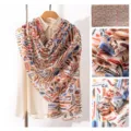 Elegant abstract printed silk scarf for women, lightweight long fashion neckerchief shawl. - Graffiti Stripe
