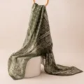 Green paisley printed scarf for women, elegant silk feel accessory for all seasons SKU - 176x110cm / Dark Green Paisley