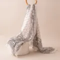 Elegant white paisley printed lightweight scarf for women, perfect for all seasons. - 176x110cm / White Paisley