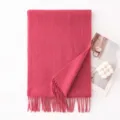 Sciarpa invernale in lana tinta unita con frange, scialle lungo morbido e caldo unisex. - Rosa Bacca