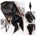 Bufanda de seda de morera para mujer pañuelo estampado geométrico variante negro blanco - -2 Negro