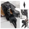 Pañuelo de seda con estampado de cachemira negro y blanco, bufanda ligera y elegante para mujer. - Paisley Negro Vintage / 145*H45cm