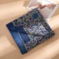 Otoño invierno estampado floral tacto cachemir bufanda con flecos chal cálido elegante mujer - 190*65cm / Azul