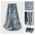 Bufanda mujer seda lana estampado doble cara elegante cuadrado oficina regalo cálido. - Negro y Azul Doble Cara