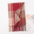Bufanda cuadros otoño invierno tacto cachemira elegante moda cálida cuello envolvente. - -2 rojo
