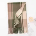 Otoño invierno suave cálido bufanda cuadros cachemira, elegante chal y pañuelo para mujer. - -3 Verde