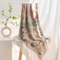 Seda lana cuadrado bufanda vintage sello estampado elegante chal variante accesorio moda - 140x140cm / Borde Naranja