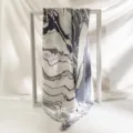 Women winter warm marble pattern imitation cashmere scarf, soft cozy thick neck wrap grey - -5 Vertical Stripe Marble Blue