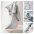 Silk square scarf, elegant printed design, luxury lightweight decorative neckerchief for women. - Horse Kingdom Pattern