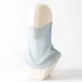 Light blue knitted mesh face cover variant, breathable sun protection neck guard. - One Size / Light Blue