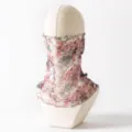 Mascarilla facial de malla floral para orejas calentador de cuello de seda pañuelo elegante - Talla única / Rosa Floral