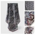 Lujoso pañuelo cuadrado estampado paisley elegante bufanda azul cuello moda otoño accesorio - Azul marino rojo