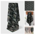Mujer seda lana bufanda lujo estampado cachemir cuadrado chal elegante cuello regalo. - Paisley Negro / Negro
