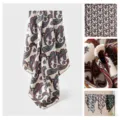 Mujer lujo seda lana bufanda paisley estampada elegante cuadrada chal pañuelo para uso diario. - Vino Rojo Paisley / Burdeos