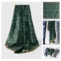 Pañuelo cuadrado de seda y lana para mujer, estampado verde y borde vintage elegante. - Verde Doble Cara