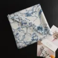 Bufanda con estampado de mármol azul blanco chal imitación cachemira flecos moda - Azul