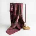 Bufanda de imitación de cachemira con estampado floral burdeos, chal cálido de invierno. - Fucsia