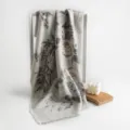Mujer invierno cálido imitación cachemira bufanda retro estampado floral flecos chal - Blanco Roto