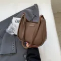 Stylish brown hobo shoulder bag for women, premium PU leather casual handbag and daily purse. - Coffee