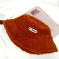 Brauner Teddy Fleece Fischerhut fuer Damen Winter dicker warmer Pluesch Beanie Hut chic - Verstellbar / Karamellbraun
